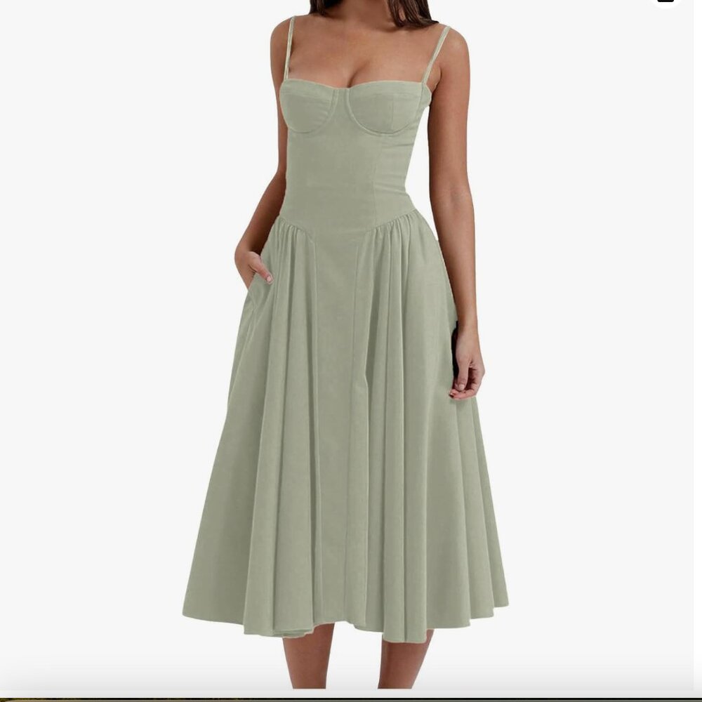 VIRAL TIK TOK DRESS COCKTAIL DRESS SAGE GREEN